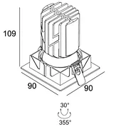 square recessed cob downlight